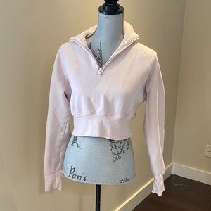 TNA Sweatfleece Light Pink Half-Zip Cropped Hoodie
